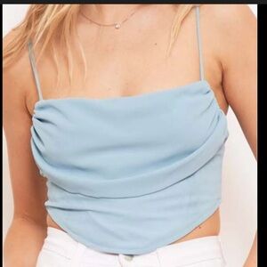 baby blue ruched crop top
